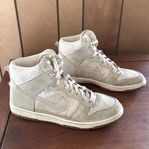 Nike high top size 8.5US / 40 UK silver metallic and suede